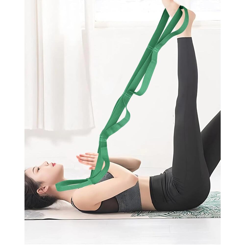 10 Loop Yoga Strap - Non-Elastic Exercise Band for Pilates, Yoga, Stretching